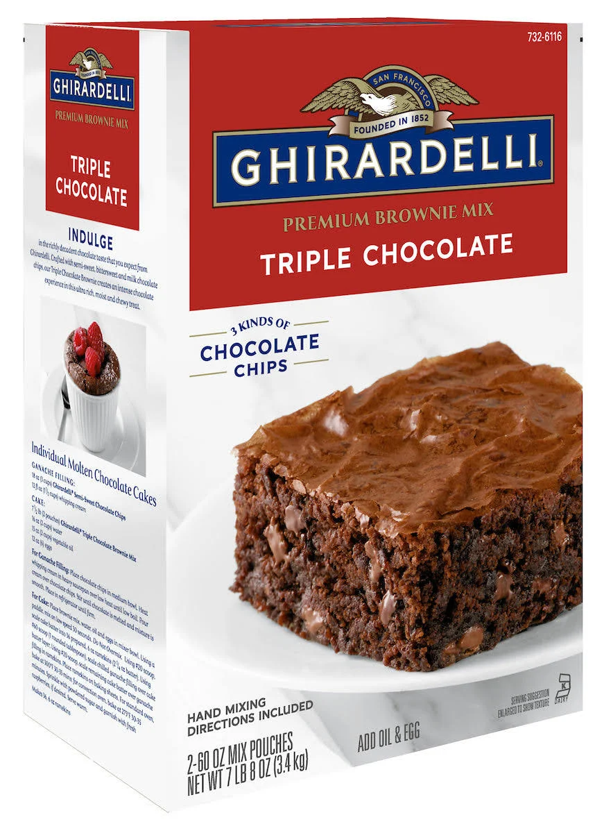 Ghirardelli 7.5 lb. Triple Chocolate Chip Brownie Mix - 4/Case