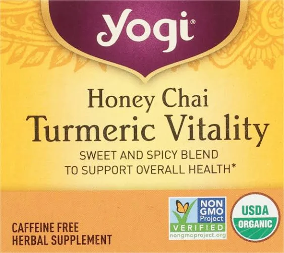 Yogi Tea, Turmeric Vitality, Honey Chai, Caffeine Free, 16 Tea Bags, 1.12 oz (32 g)