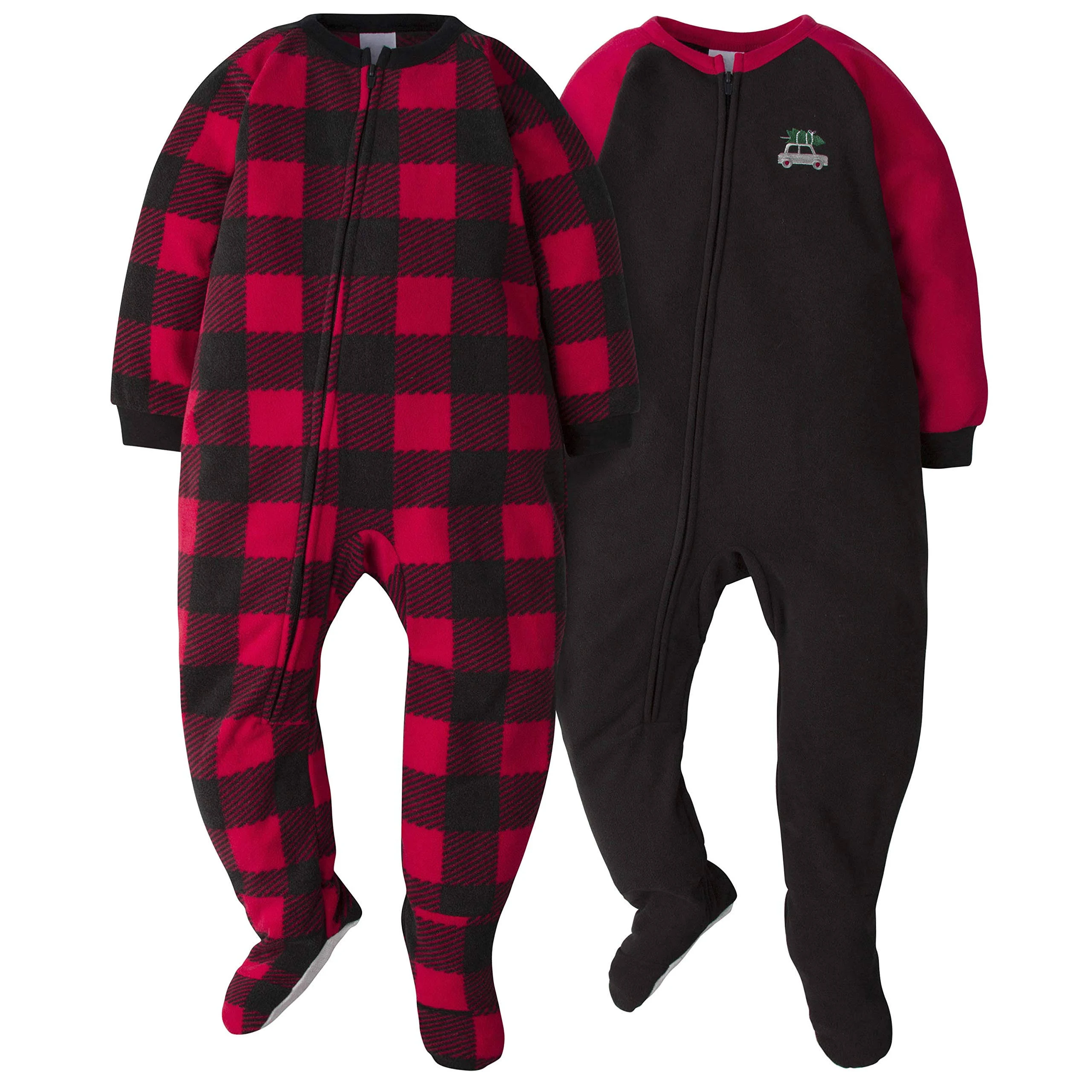 2-Pack Baby &amp; Toddler Neutral Plaid Fleece Pajamas