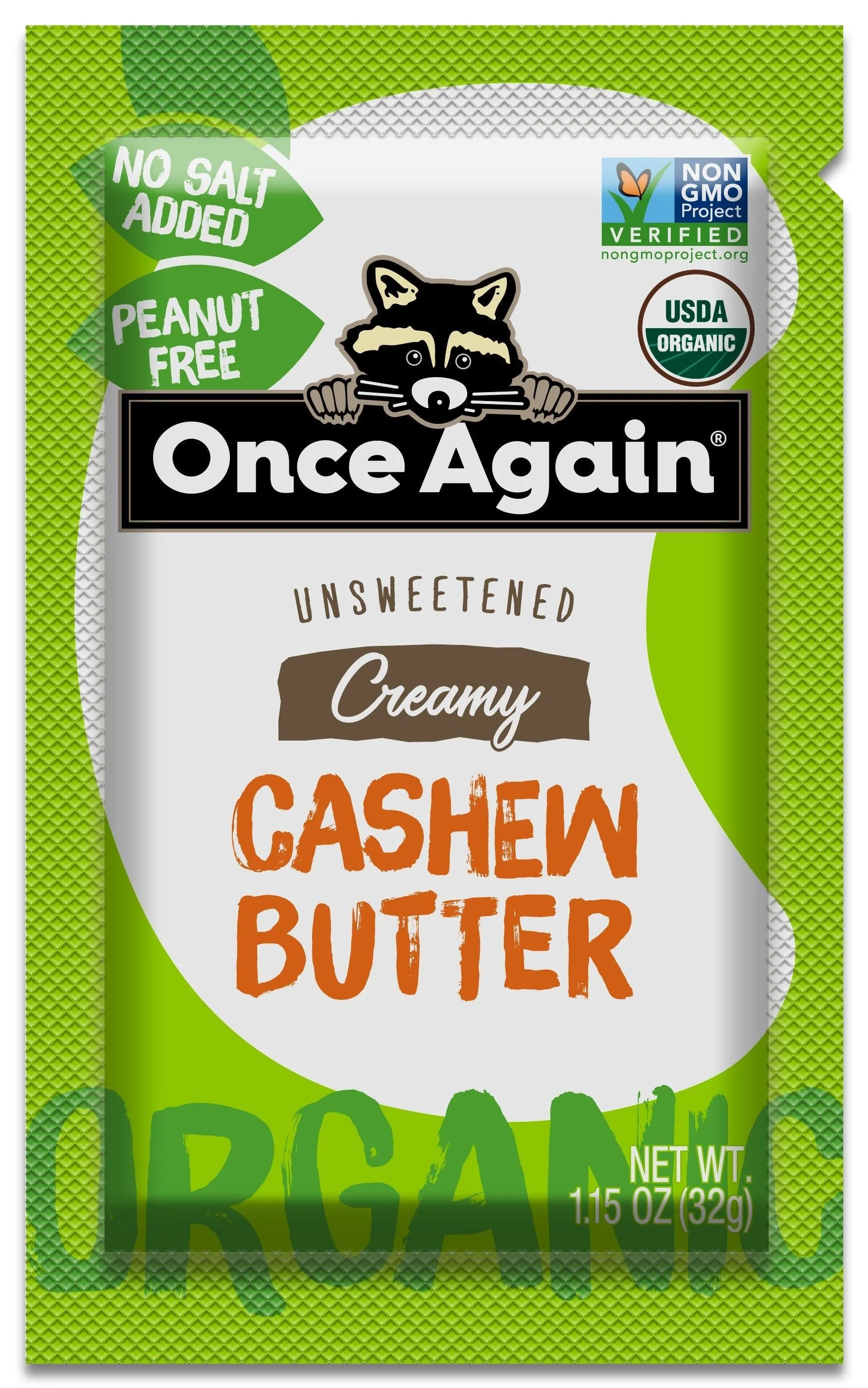 Once Again Organic, Creamy Cashew Butter - Unsweetened - Squeeze