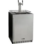 Kegco 24" Wide Dual Tap Stainless Steel Commercial Built-in Kegerator with Kit ...