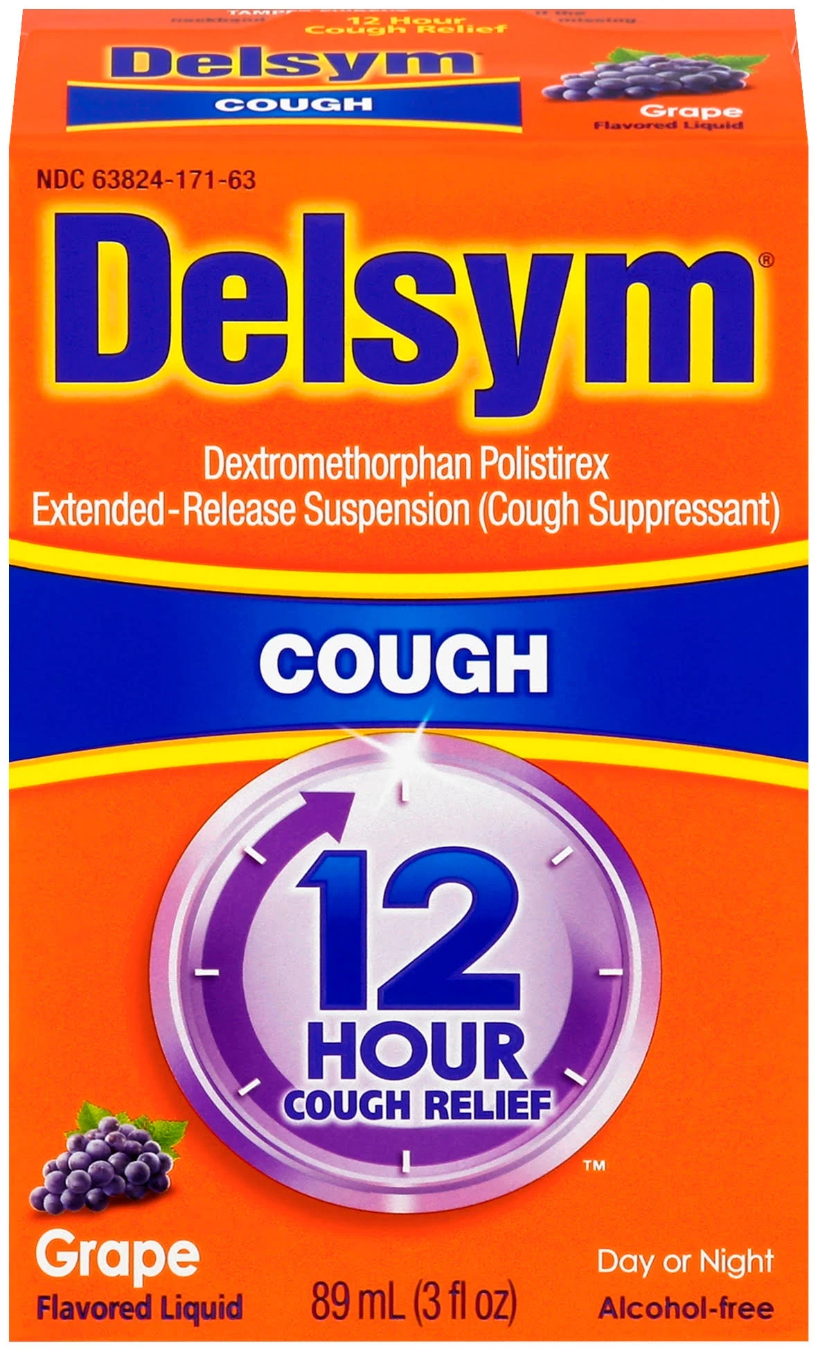 Delsym Cough Relief, 12 Hour, Liquid, Grape Flavored - 89 ml