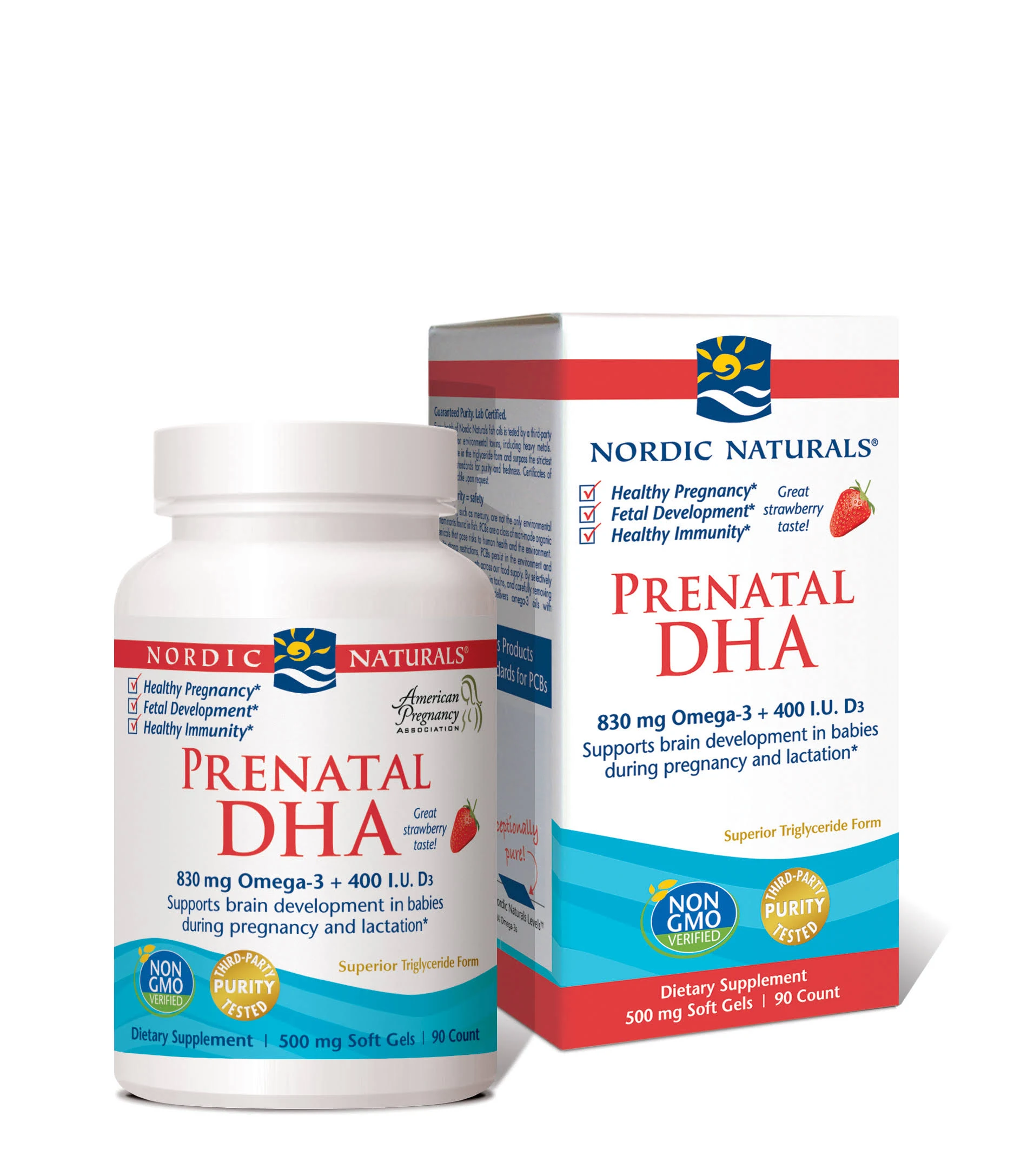 Nordic Naturals Prenatal DHA 830mg Strawberry - 90 Softgels