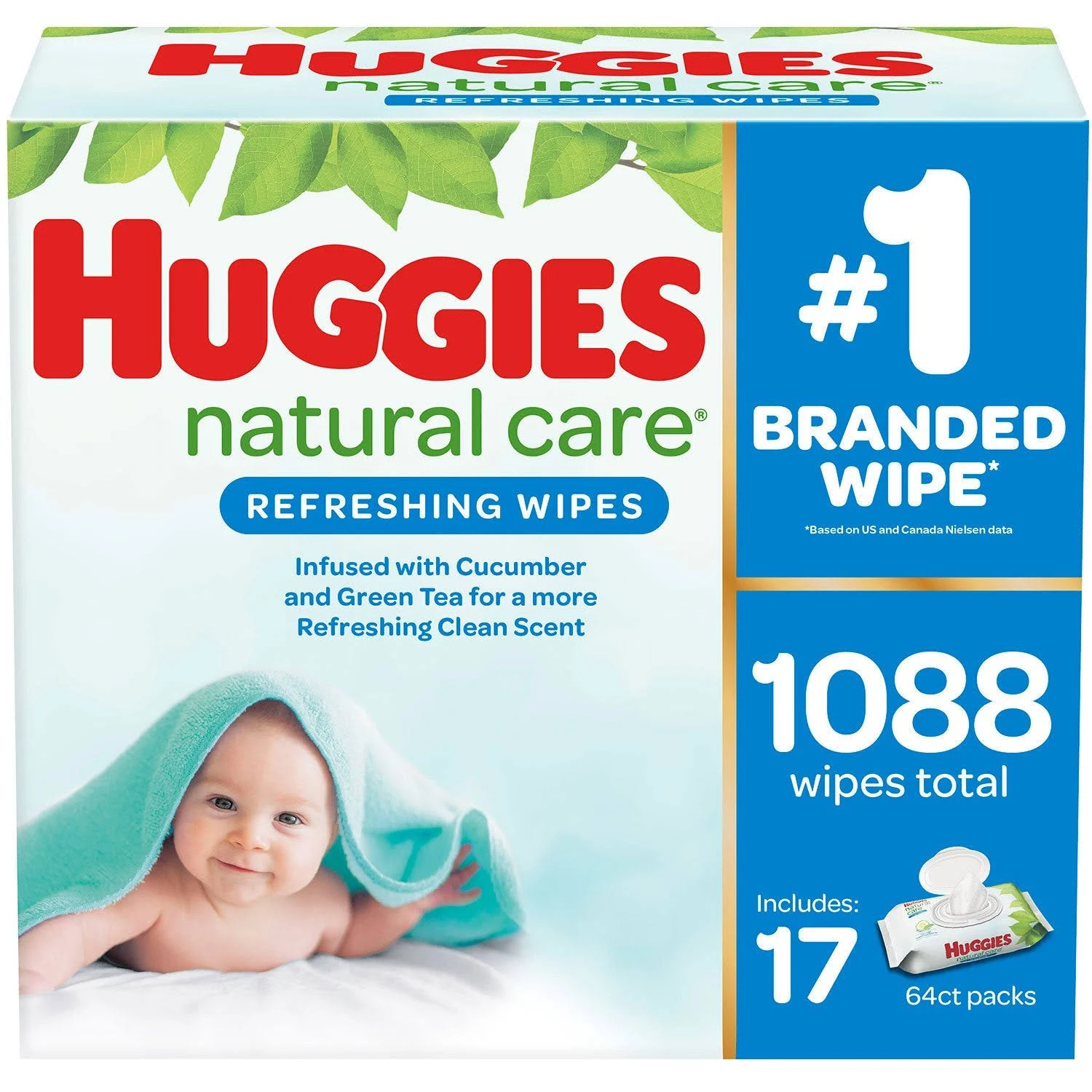 Huggies Natural Care Baby Wipe Refill, Refreshing Clean (1,088 Count)