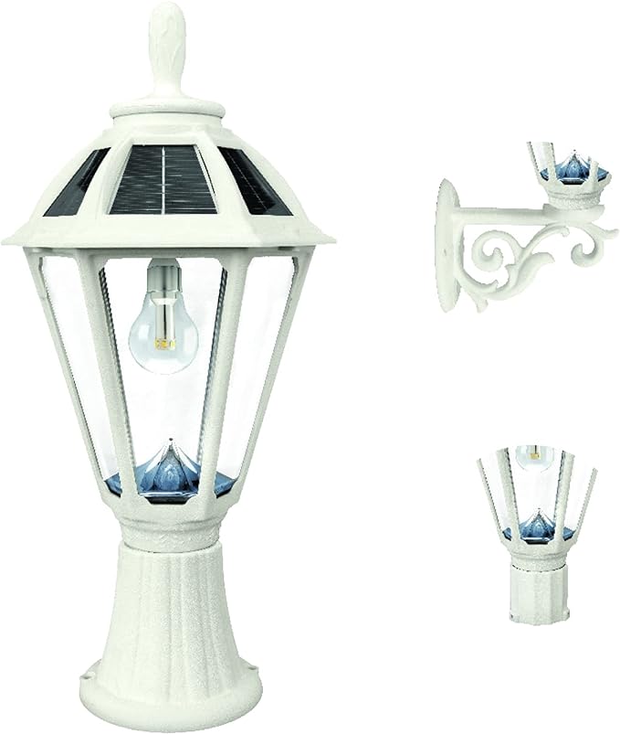 Gama Sonic Polaris 19.25-in H White Solar LED Post Light | GS-178FPW-WHT