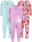 Simple Joys by Carter's Girls' 3-Pack Snug Fit Footed Cotton Pajamas