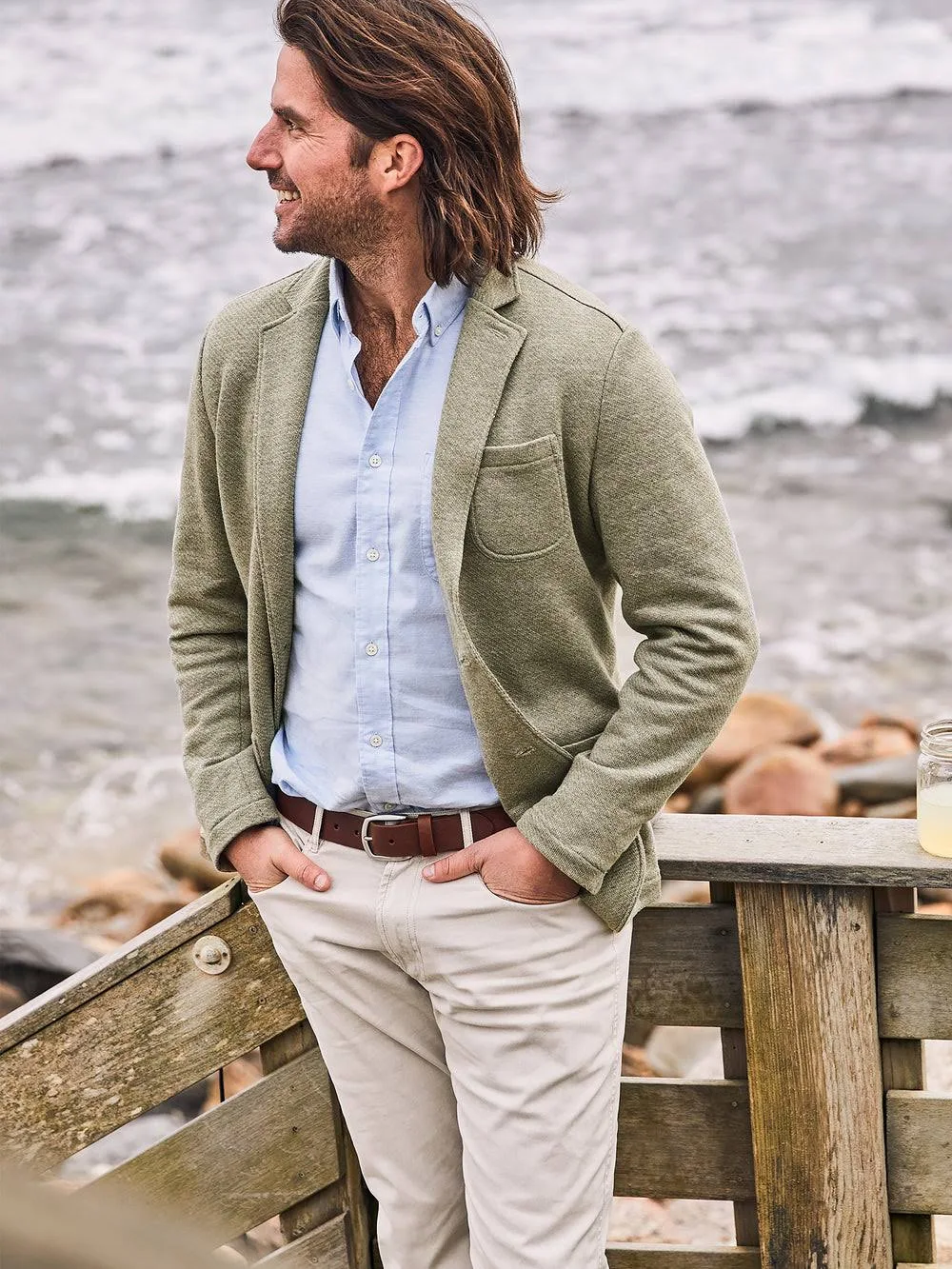 Faherty Men's Inlet Knit Blazer Ovb Olive Brush Melange / S