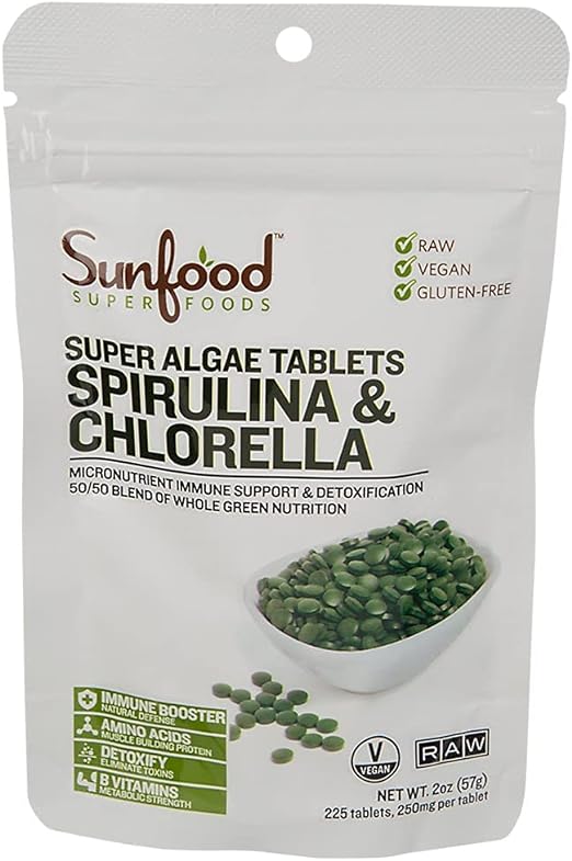 Sunfood Spirulina Chlorella Tablets