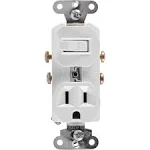 GE Wall Switch &amp; Outlet Combo, Two-In-One Receptacle, 1 On/Off Toggle Power Swit