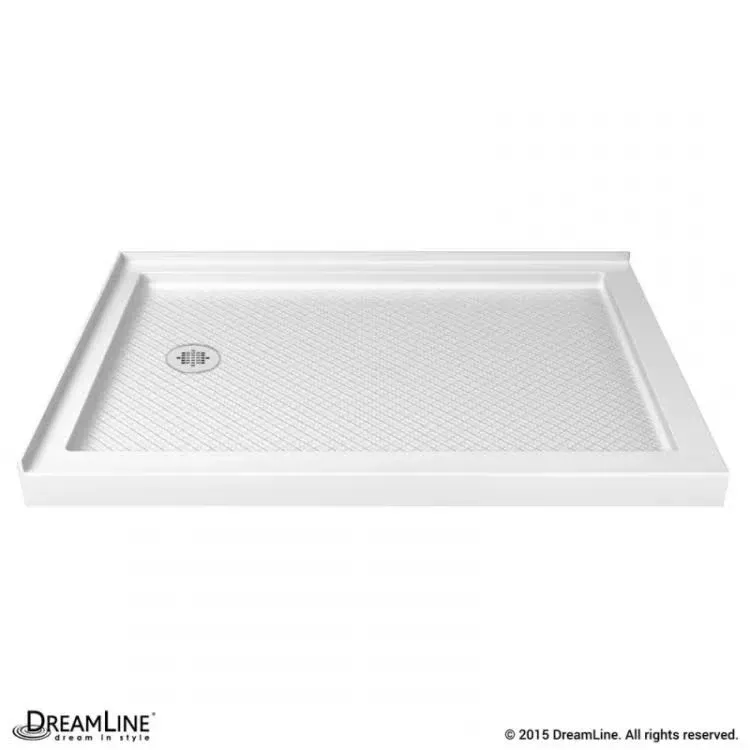 DreamLine SlimLine 36 in. D x 60 in. W x 2 3/4 in. H Left Drain Double Threshold Shower Base in White, DLT-1036601