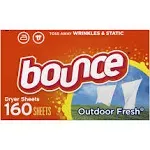 Bounce Fabric Softener Sheets, Outdoor Fresh, 160 Sheets