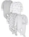 Gerber unisex Baby 4 Pack Sleep N Play Footie Sheep Grey 0-3 Months