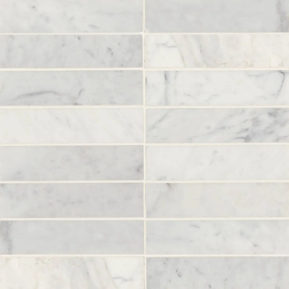 Bedrosians Monet Honed Marble Tile 2" x 8", White Carrara (40-Pack, 4.44 sf)