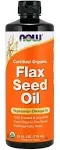 NOW Supplements, Certified Organic Flax Seed Oil Liquid, Cold-Pressed and Unrefined, 12-Ounce