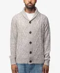 Xray Men's Shawl Collar Cable Knit Cardigan Sweater in Sand