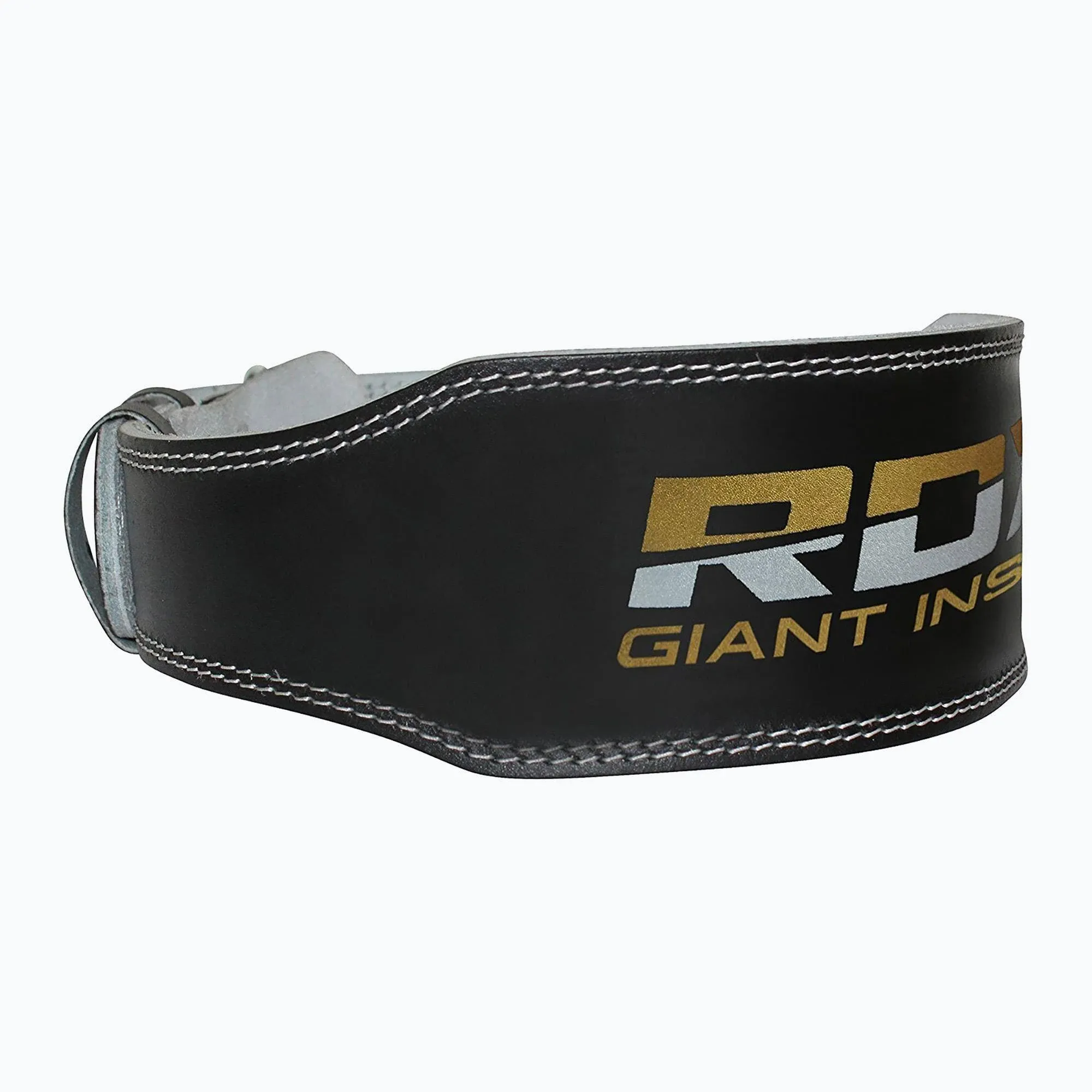 RDX 4 inch Leather Black Weightlifting Gym Belt, Large / Gold