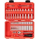 1/4 Inch Drive 6-Point Socket and Ratchet Set, 56-Piece (5/32-9/16 In., 4-15 Mm)