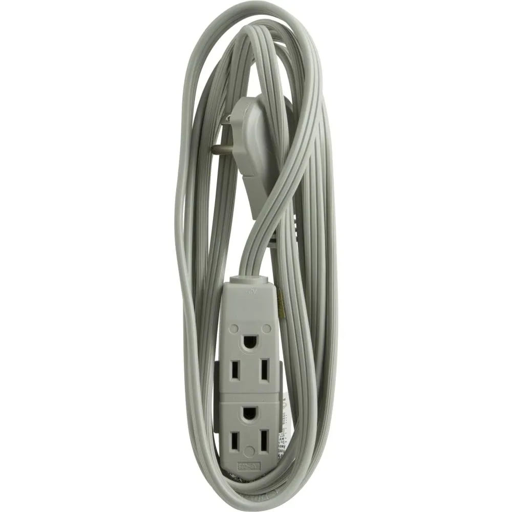 GE Three Outlet Power Strip 8 ft Cord Gray