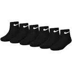 Nike Kids' 6 Pack Youth X-Small Cushioned Ankle Socks (Black)