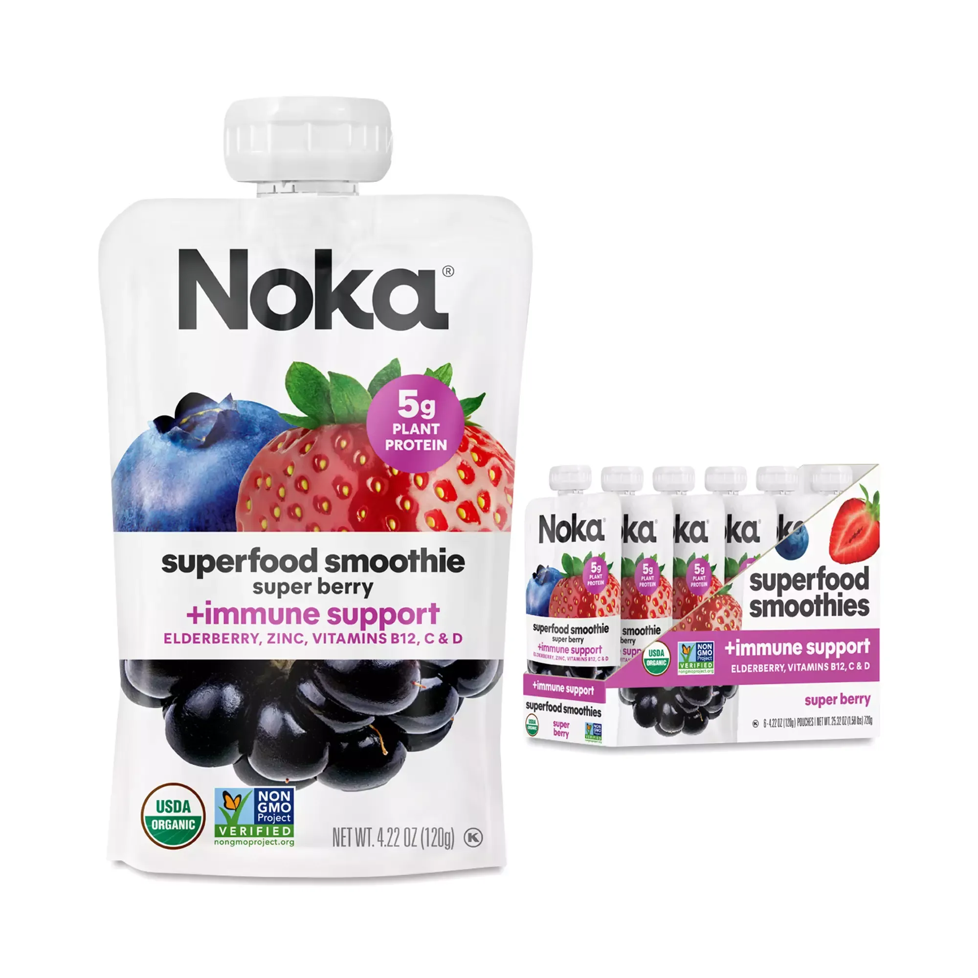 Noka Superfood Smoothie + Immunity Support Super Berry 6 Packs