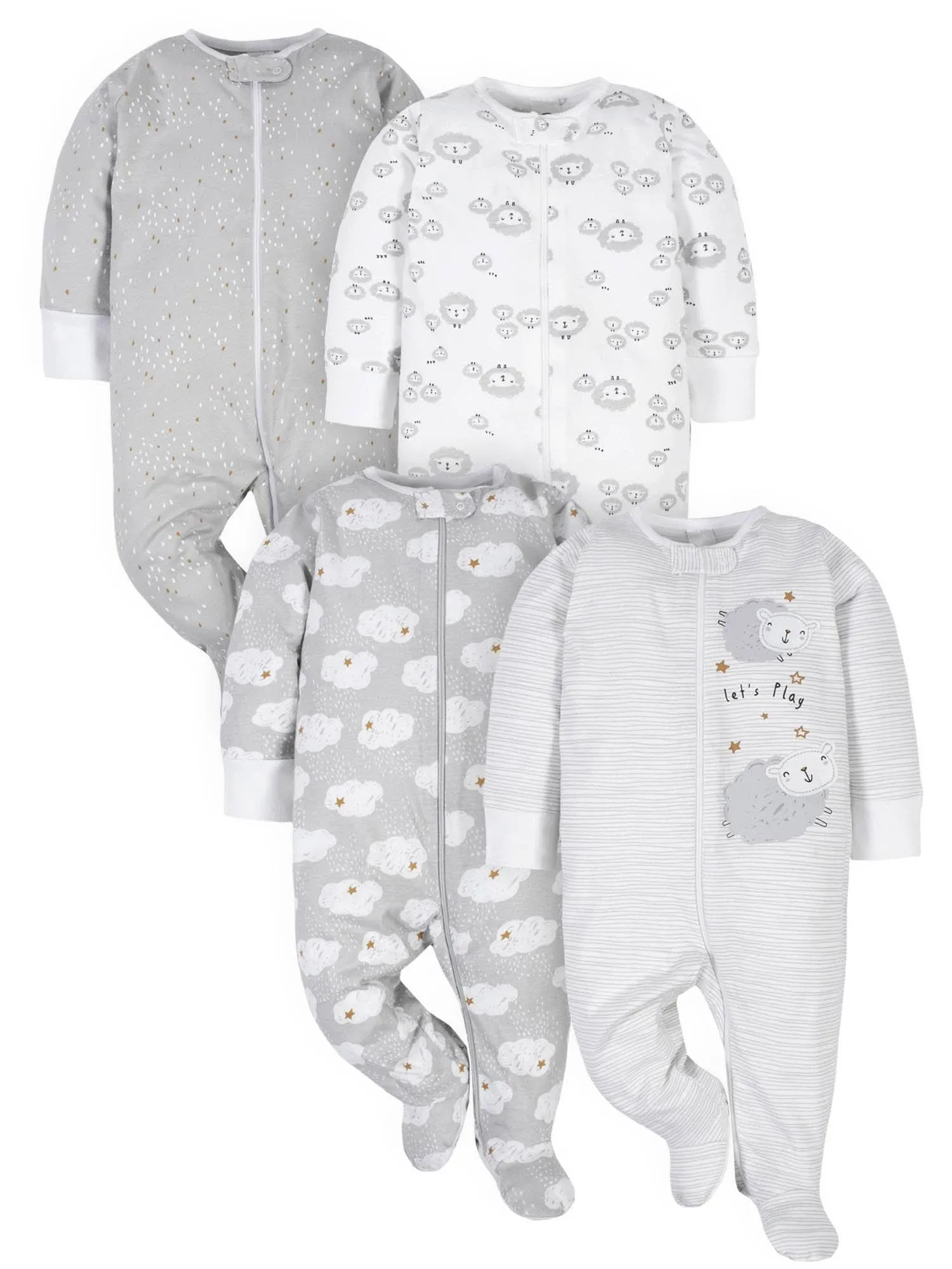 baby-girls 4 Pack Sleep 'N Play Footie