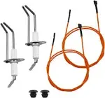 MENSI 2 Packs Flame Sensor Igniter Sensing Rod Fit Replacement of 62-24164-01 Model for Rheem Furnace and 232258 2-Prong Electrode Assembly, Fire Pit Spark with 31.5" High Temperature Cable Wire