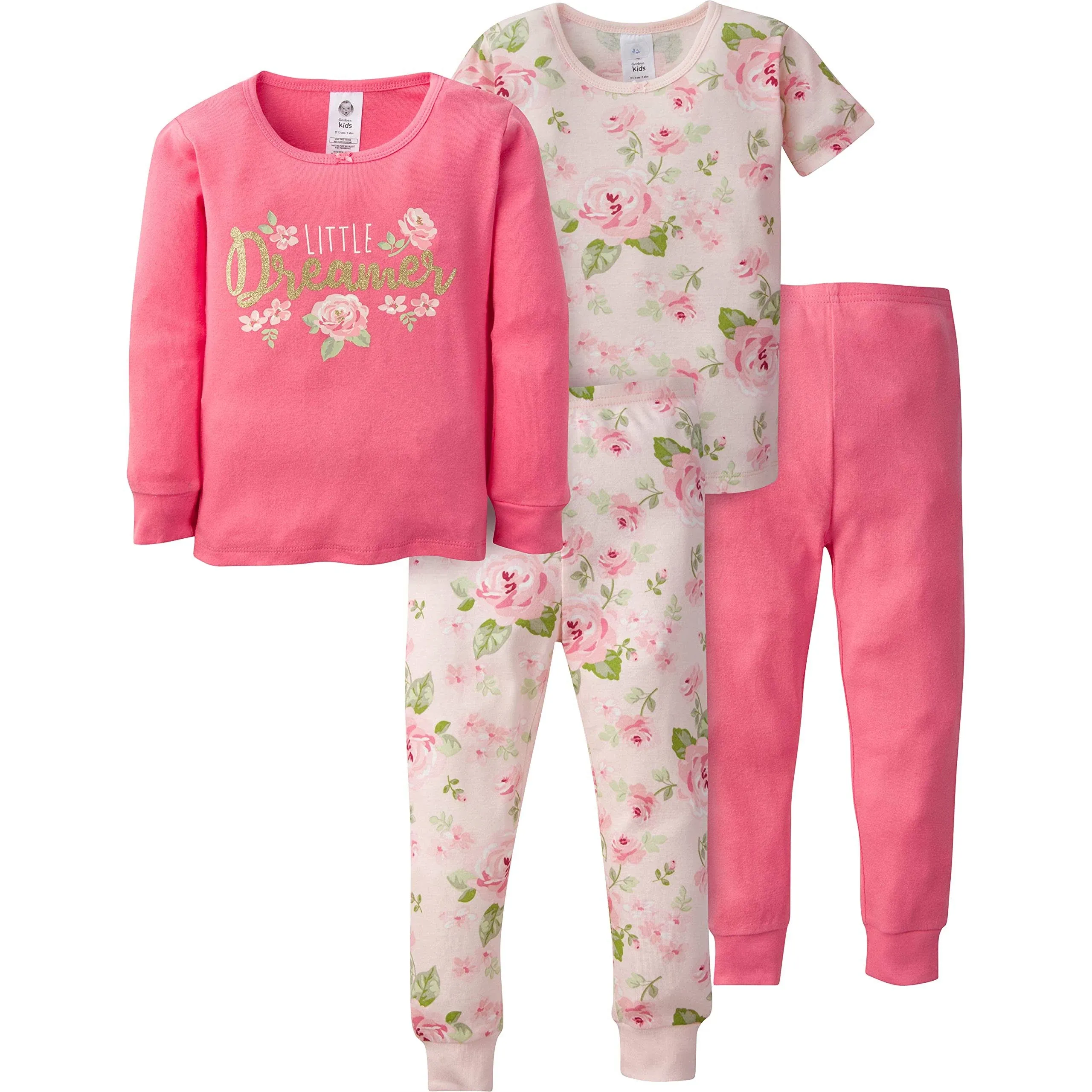 Gerber Toddler Neutral Snug Fit Cotton Pajamas, 4-Piece Set, Sizes 12 Months-5T