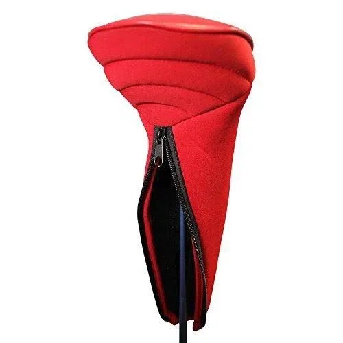 PGC New Red Zipper Driver 1 3 5 Leatherette Neoprene Fairway Golf Club Covers