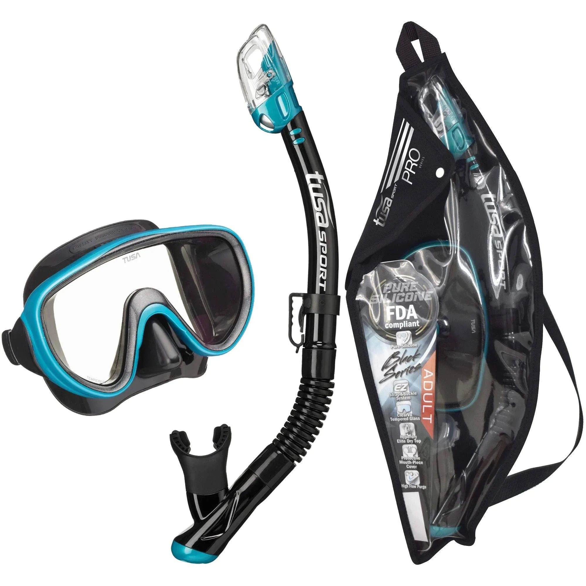 Tusa Serene Adult Black Series Mask and Snorkel Combo Ocean Green