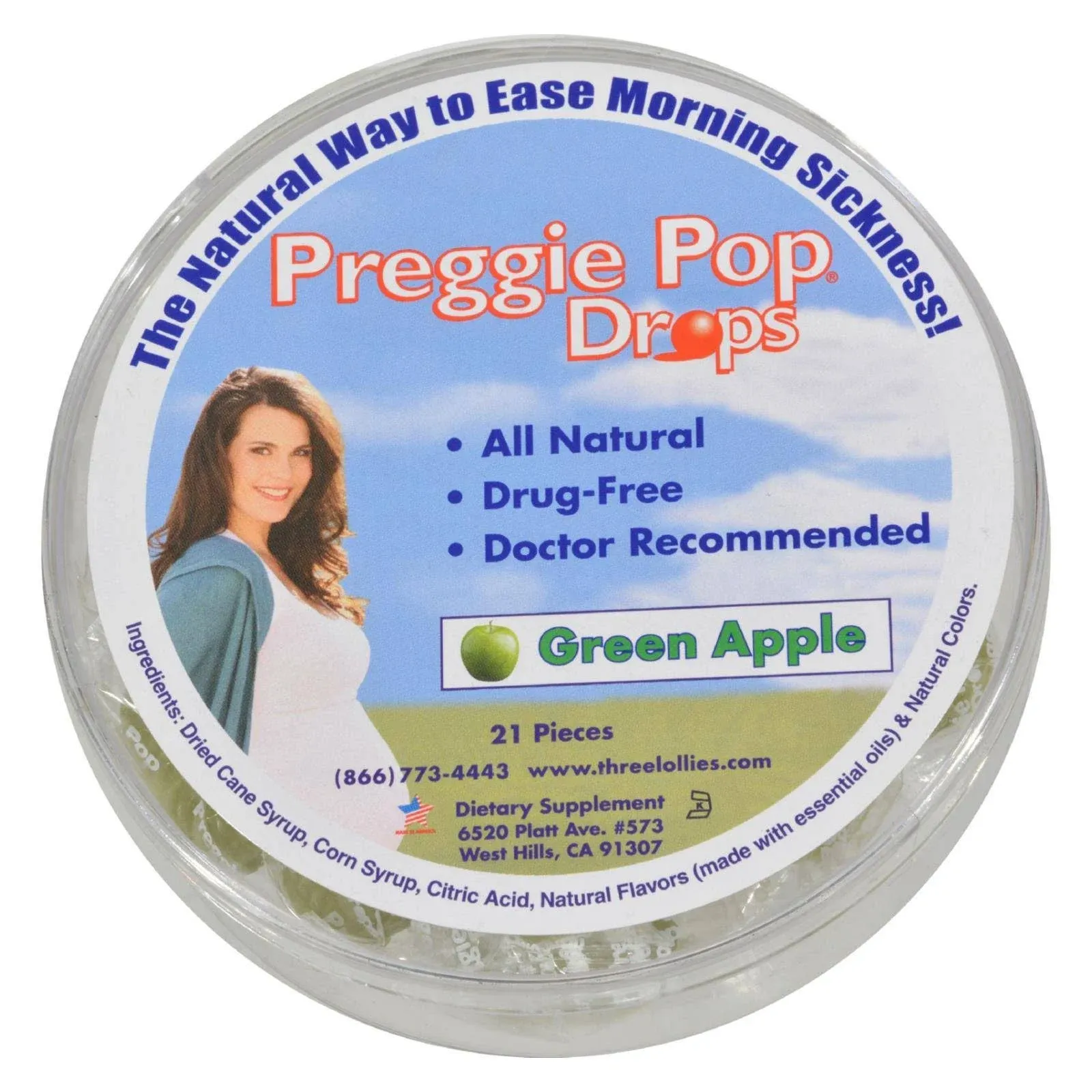 Buy Preggie Drops Natural Green Apple 21 CT By Three Lollies | Herbspro.com