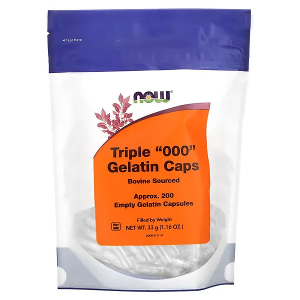 NOW Foods, Triple 000 Gelatin Caps, Approx. 200 Empty Gelatin Capsules, 1.16 oz (33 g)