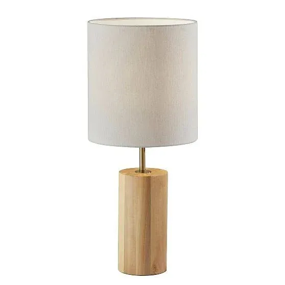 Dean Table Lamp, Natural Oak Wood W. Antique Brass Accent, West Elm