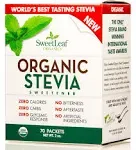 Sweet Leaf Organic Stevia Sweetener - 70 pack, 2 oz box