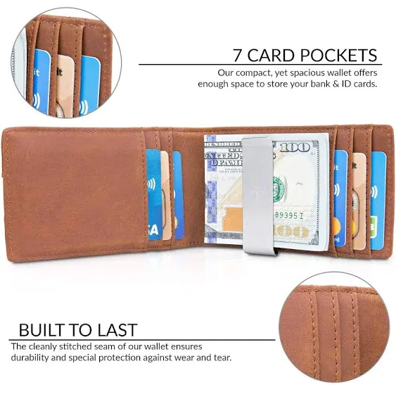 TRAVANDO Money Clip Wallet RIO - Mens Wallets slim Front Pocket RFID Blocking Card Holder Minimalist Mini Bifold Gift Box