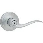 Kwikset 97300-728 Tustin Door Handle Lever with Traditional Wave Design for Home Bedroom or Bathroom Privacy in Polished Chrome