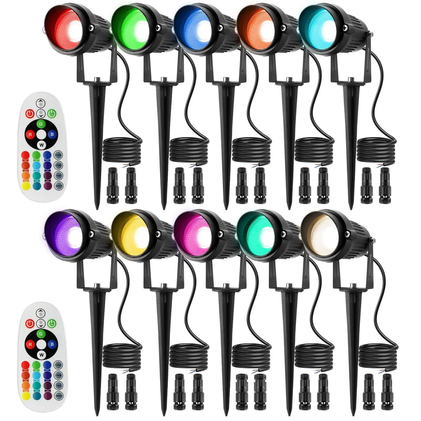 Junview RGB Color Changing Landscape Lights with Connectors 12V-24V 8W Low ...