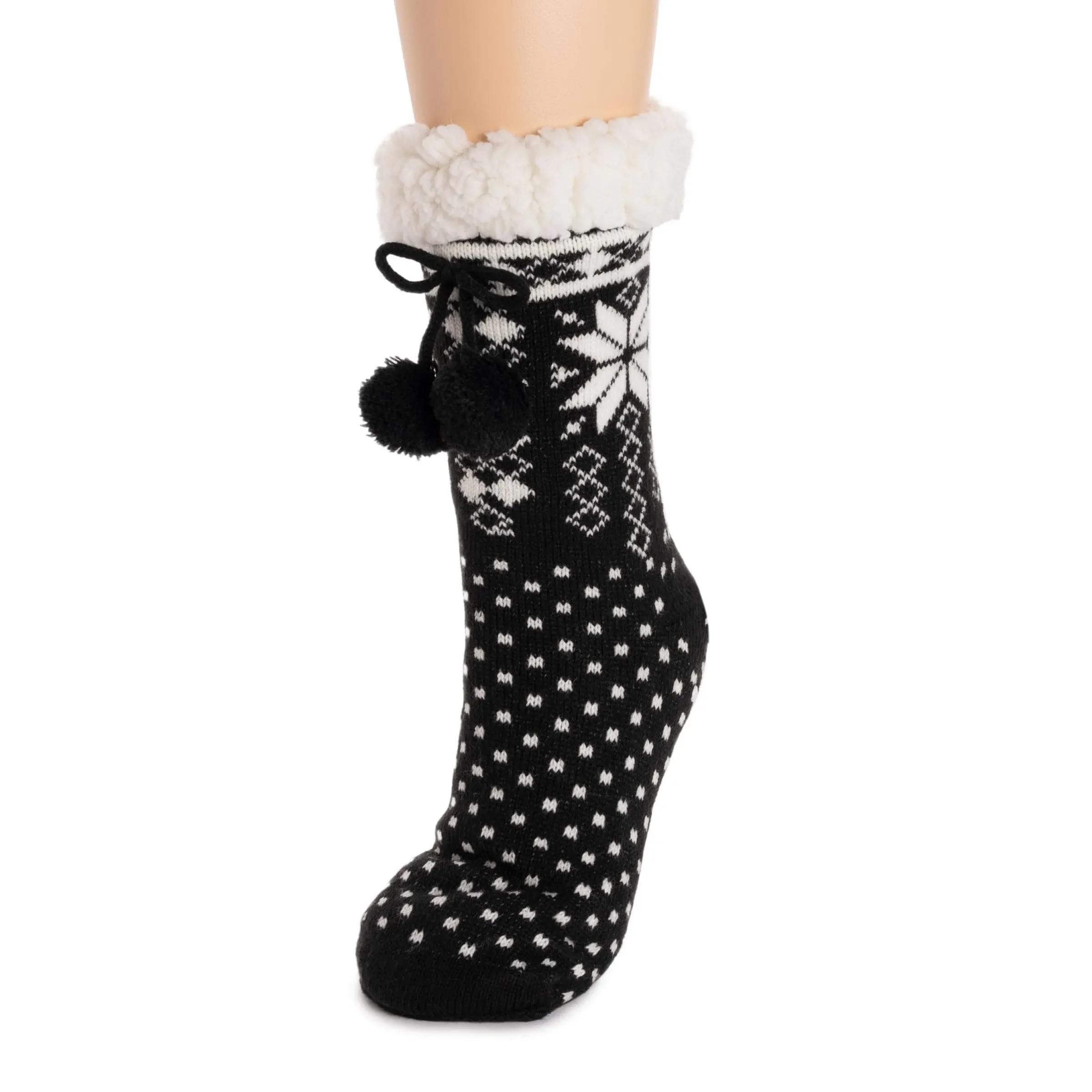 Muk Luks Women's Tall Cabin Socks - Ebony/Ivory