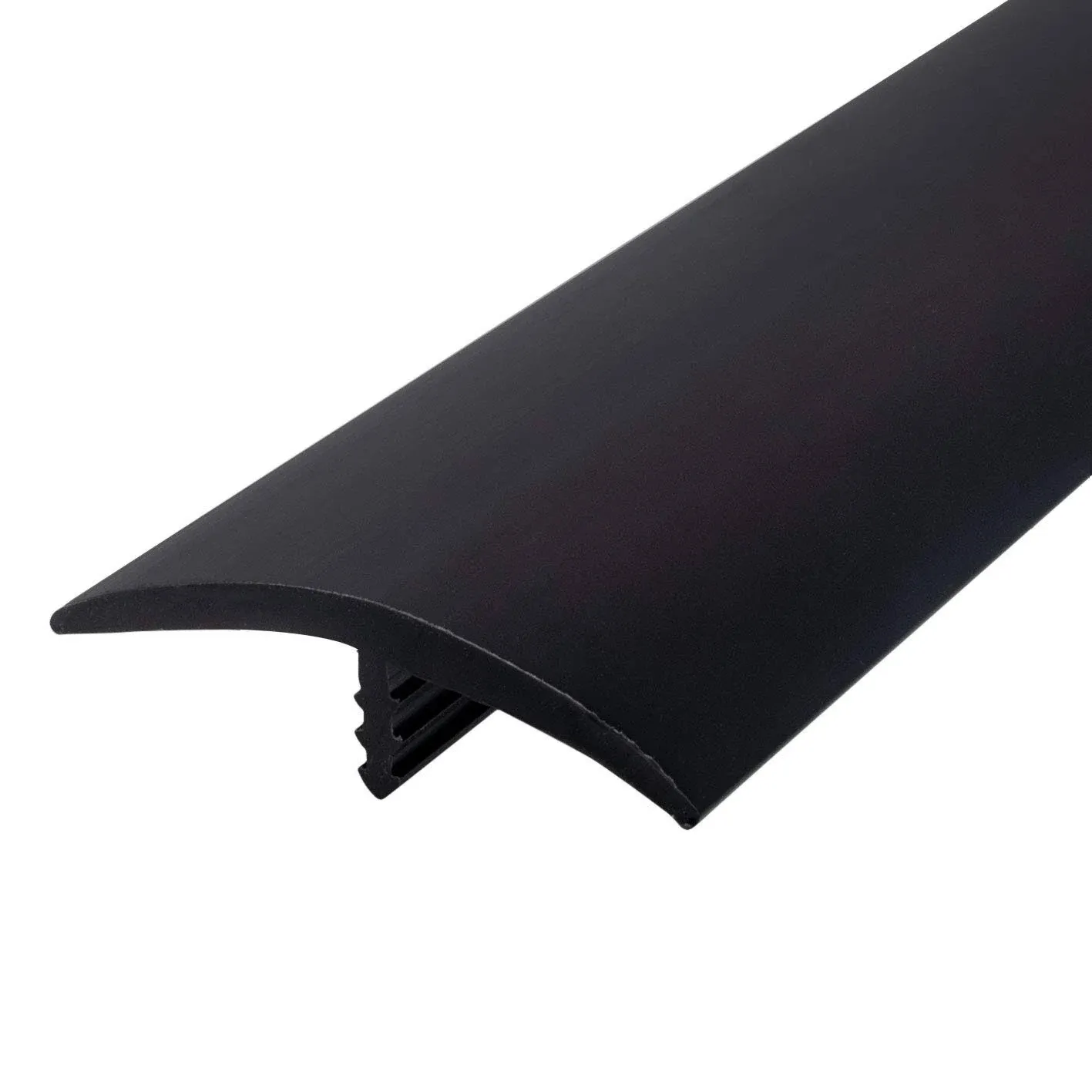 Outwater Plastic T-Molding 1-1/2 inch Black Flexible Polyethylene Center Barb Tee Moulding 12 Foot Coil