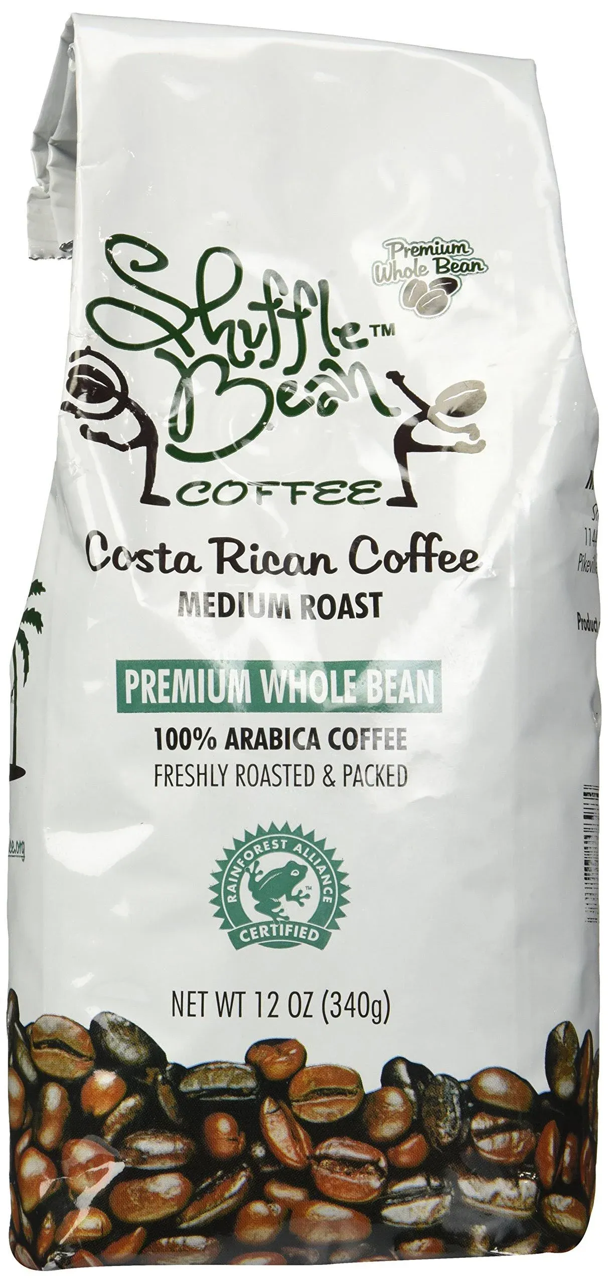 Shuffle Bean Coffee, Costa Rican, 100% Arabica, Premium Whole Bean, Medium Roast ...