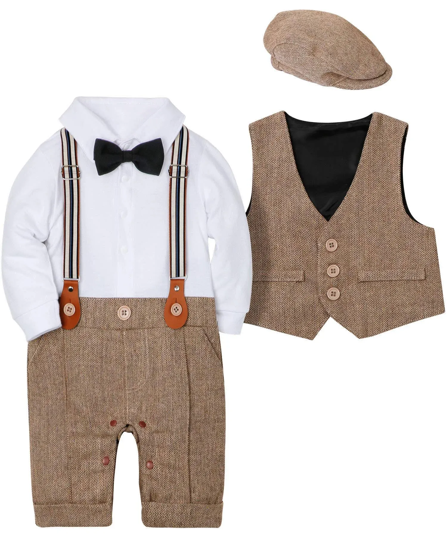 WESIDOM Baby Boy Suit Outfits Set 3pcs,infant Tuxedo Long Sleeve Gentleman ...