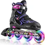 2PM Sports Vinal Girls Adjustable Inline Skates Light Up Wheels Beginner RollerB