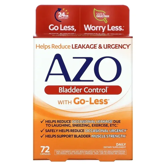 AZO Bladder Control with Go-Less Daily Supplement, with Pumpkin Seed Extract, 72 Capsules