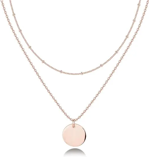 Layered Coin Gold Pendant Necklace for Women by PAVOI