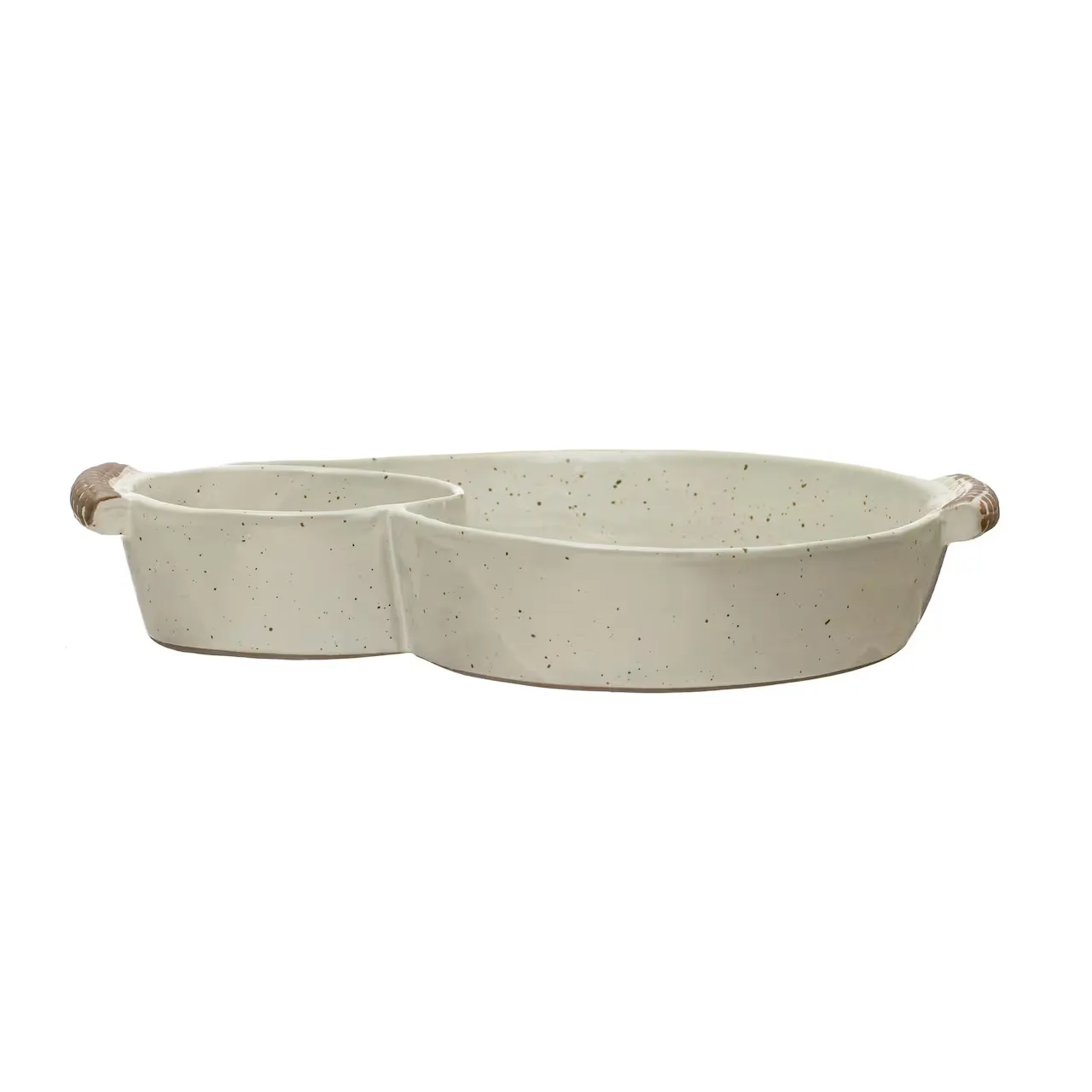 Ivory Farmhouse Stoneware Chip & Dip Dish with Handles