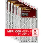 Filtrete 16x30x1 AC Furnace Air Filter, MERV 11, MPR 1000, Micro Allergen Defense, 3-Month Pleated 1-Inch Electrostatic Air Cleaning Filter, 6 Pack (Actual Size 15.81x29.81x0.81 in)