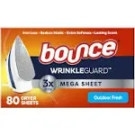 Bounce Wrinkle Guard Mega Unscented Fabric Softener Dryer Sheets, 120 Ct X 2