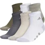 Boys Adidas 6-Pk. Quarter Socks Color: Pebble Gray Size: 9-11