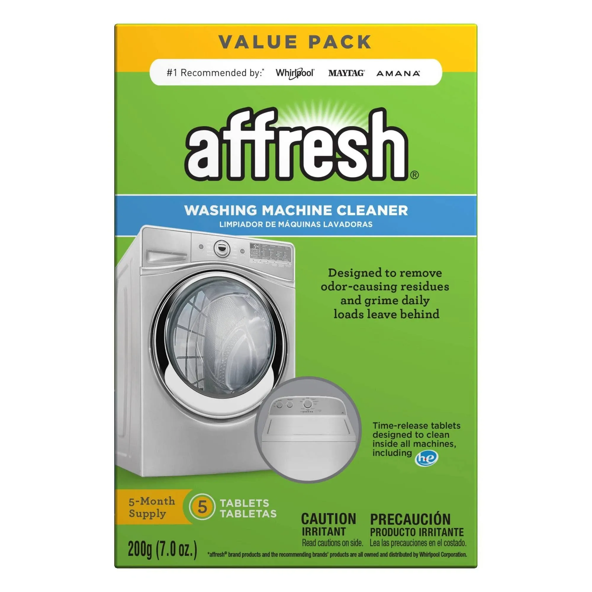 Affresh W10549846 Washing Machine Cleaner | Cleans Front Top Load Washers, Including HE, 5 Tablets