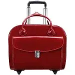 McKlein Uptown Leather Wheeled Laptop Briefcase - Red