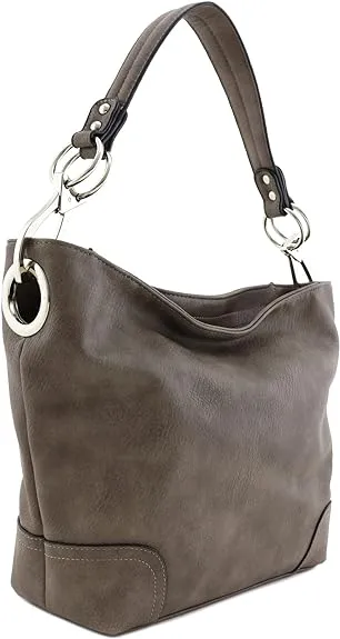 Hobo Shoulder Bag with Big Snap Hook Hardware (Light Coffee)